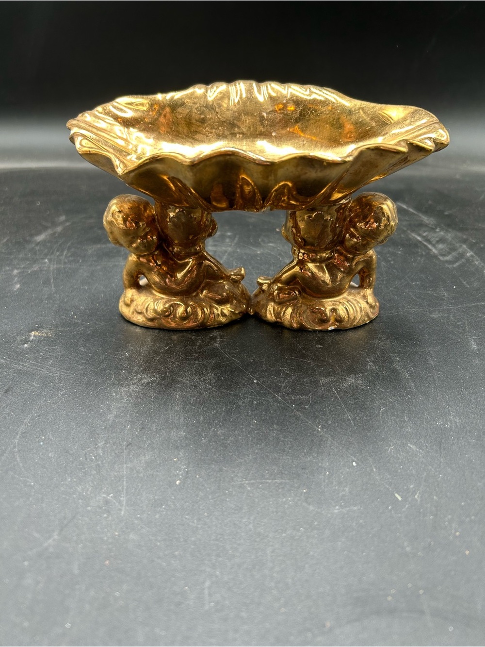 Gold Cherub Accent Dish - Decorative Home Accent, soap dish